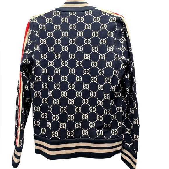 Gucci Navy GG Logo Zip-Up Hoodie - Picture 2 of 5